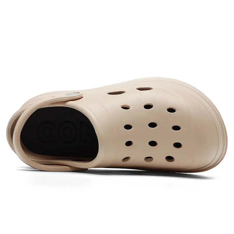 Sohiwoo 2024 Summer Thick Bottom Clogs Garden Shoes Women Non Slip Waterproof Beach Pool Sandals Woman Eva Closed Toe Platform Slides