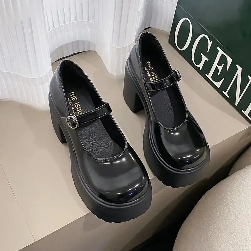 Sohiwoo Fashion White Platform Pumps for Women Super High Heels Buckle Strap Mary Jane Shoes Woman Goth Thick Hty Shoes eeled ParLadies