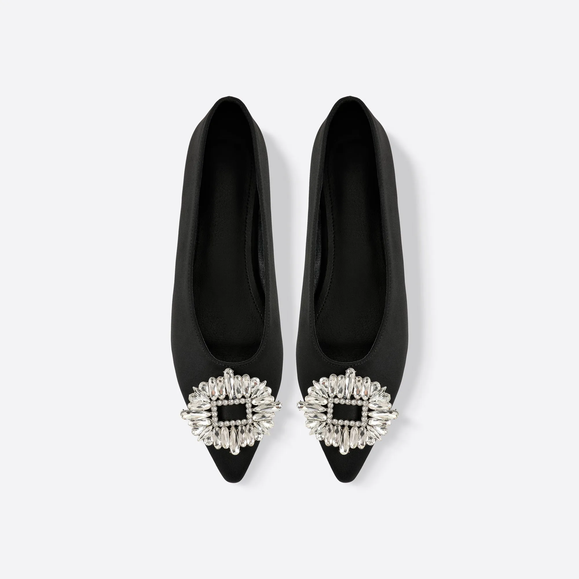 Sohiwoo Women Pointed Rhinestones Flats