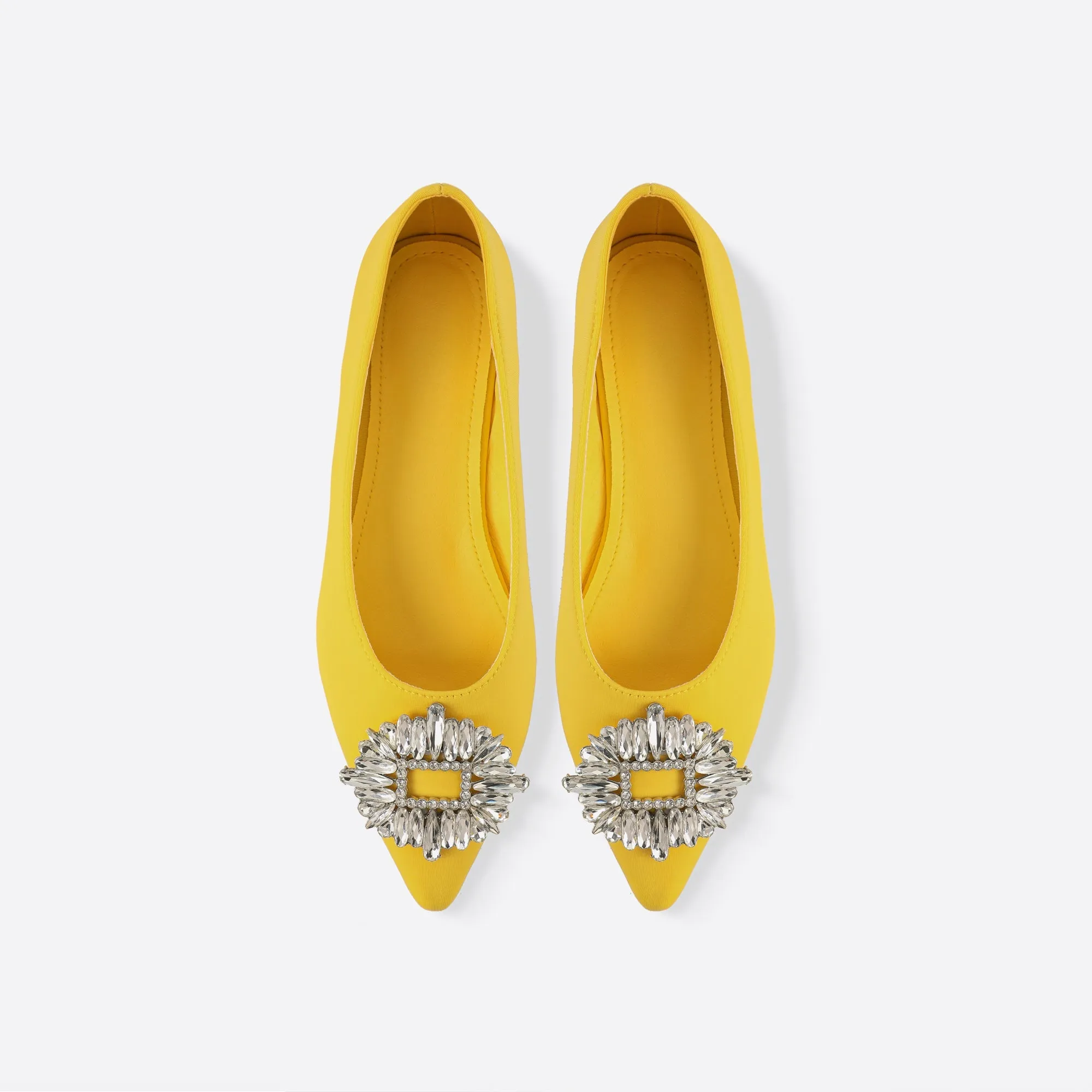 Sohiwoo Women Pointed Rhinestones Flats