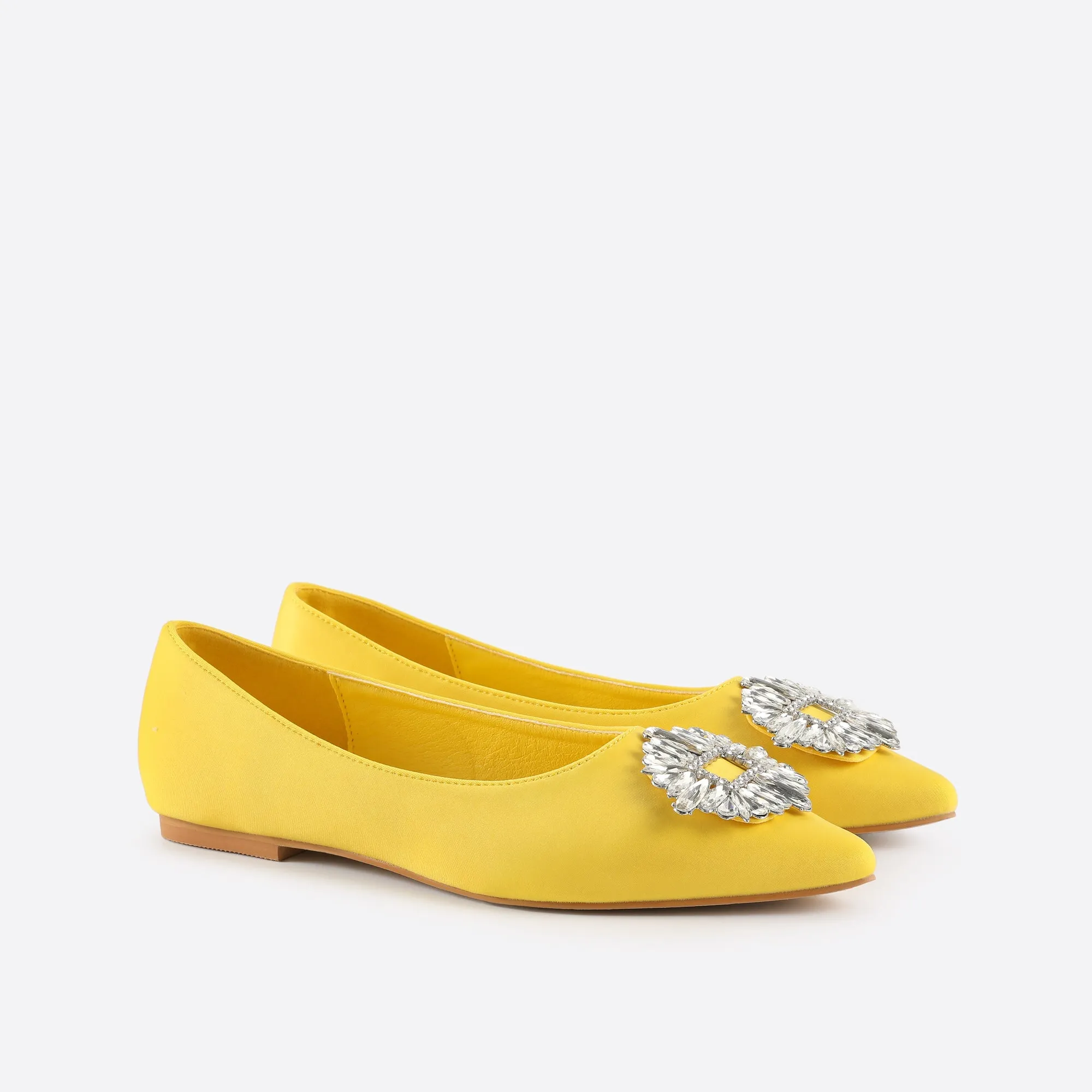 Sohiwoo Women Pointed Rhinestones Flats