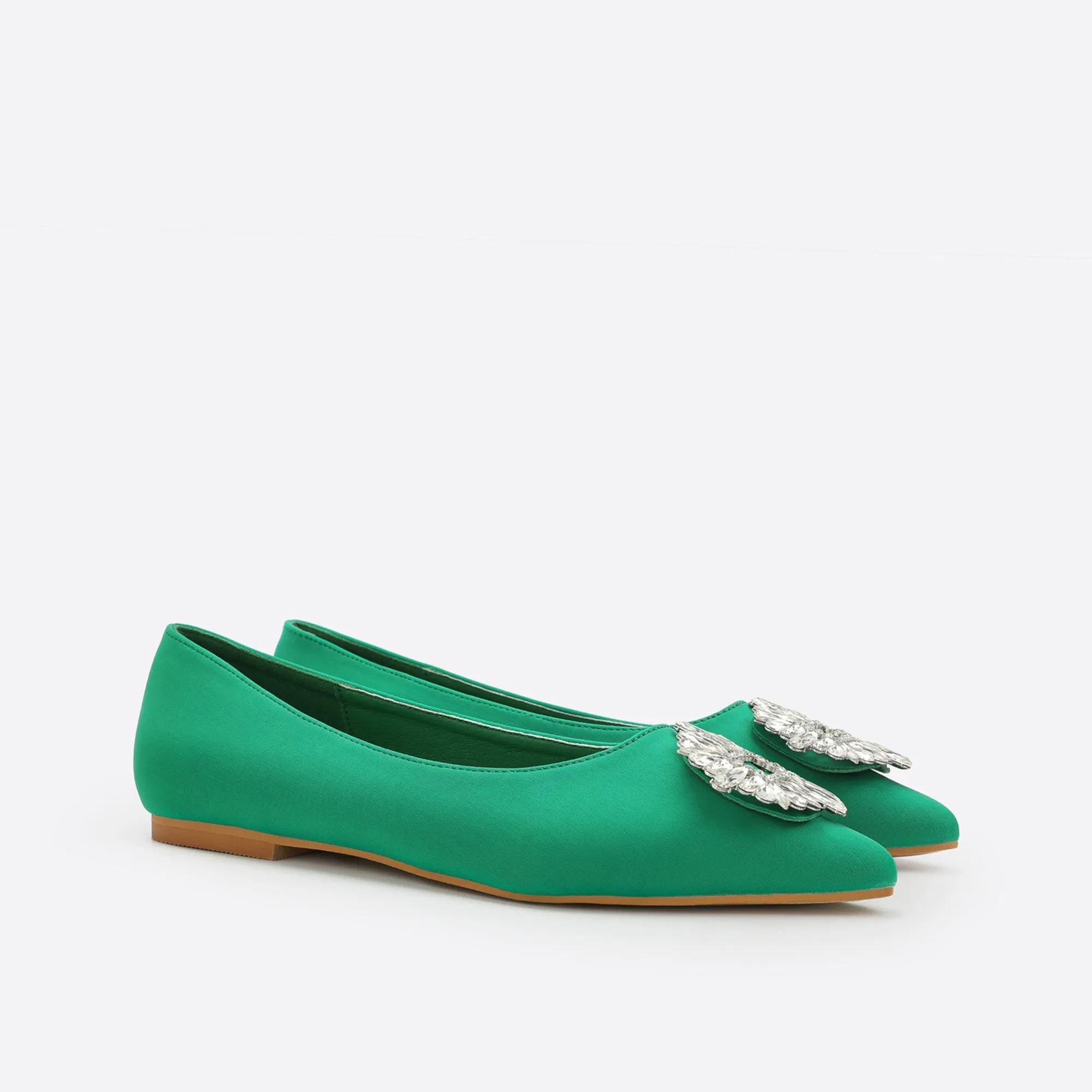 Sohiwoo Women Pointed Rhinestones Flats