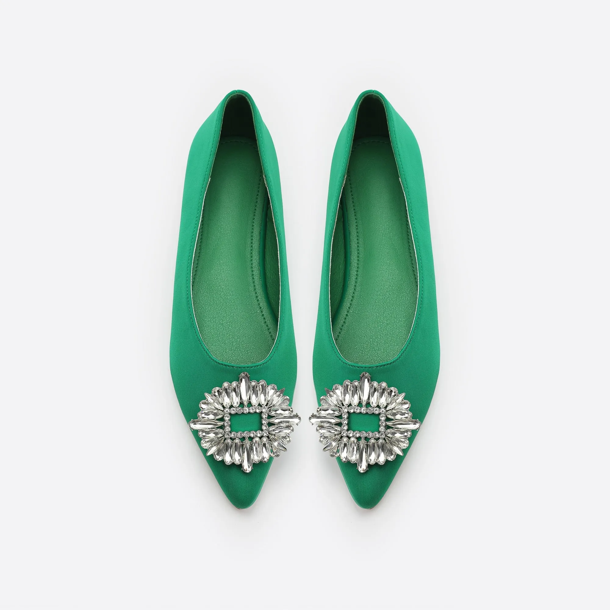 Sohiwoo Women Pointed Rhinestones Flats