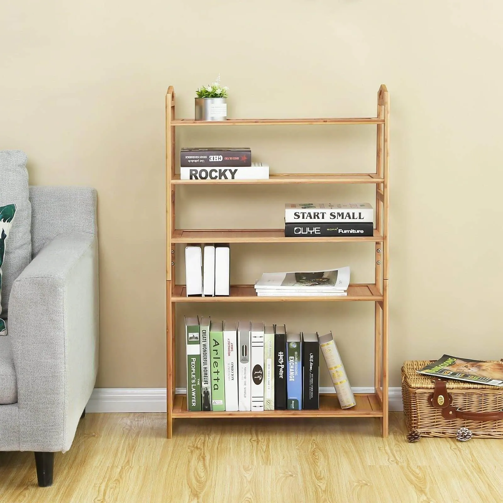SONGMICS Bamboo Wood Shoe Rack 6-Tier 18-24 Pairs Entryway Standing Shoe Shelf Storage Organizer for Kitchen Living Room Closet ULBS26N