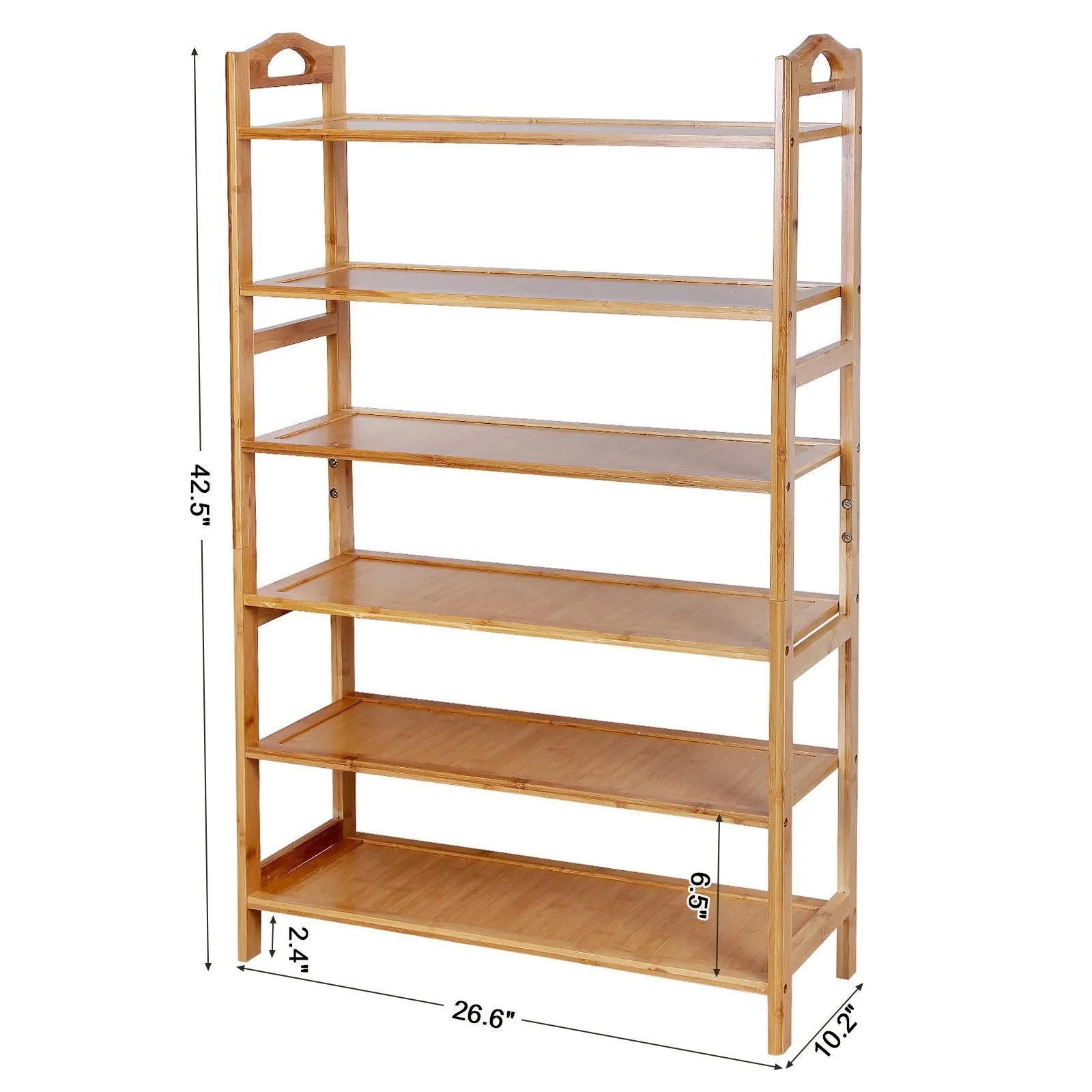 SONGMICS Bamboo Wood Shoe Rack 6-Tier 18-24 Pairs Entryway Standing Shoe Shelf Storage Organizer for Kitchen Living Room Closet ULBS26N