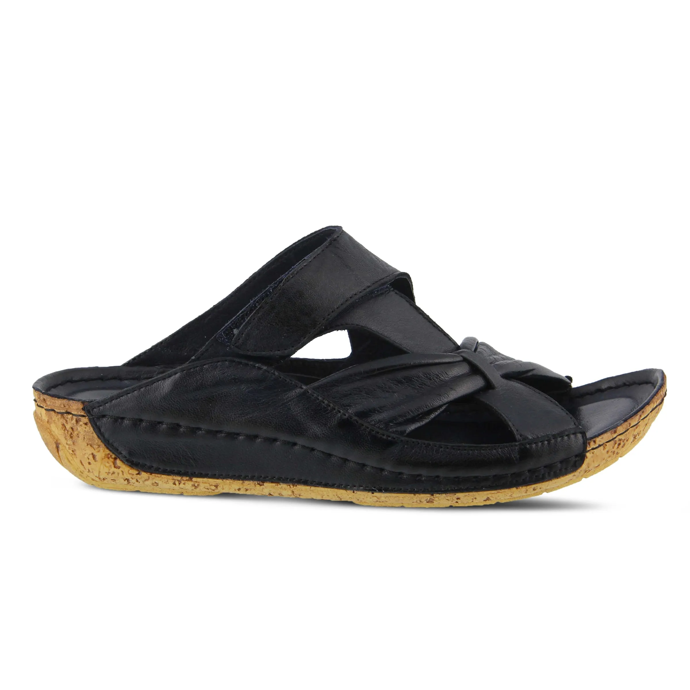 Spring Step Shoes Gretta Slide Sandal Women's Leather Cork Wedge