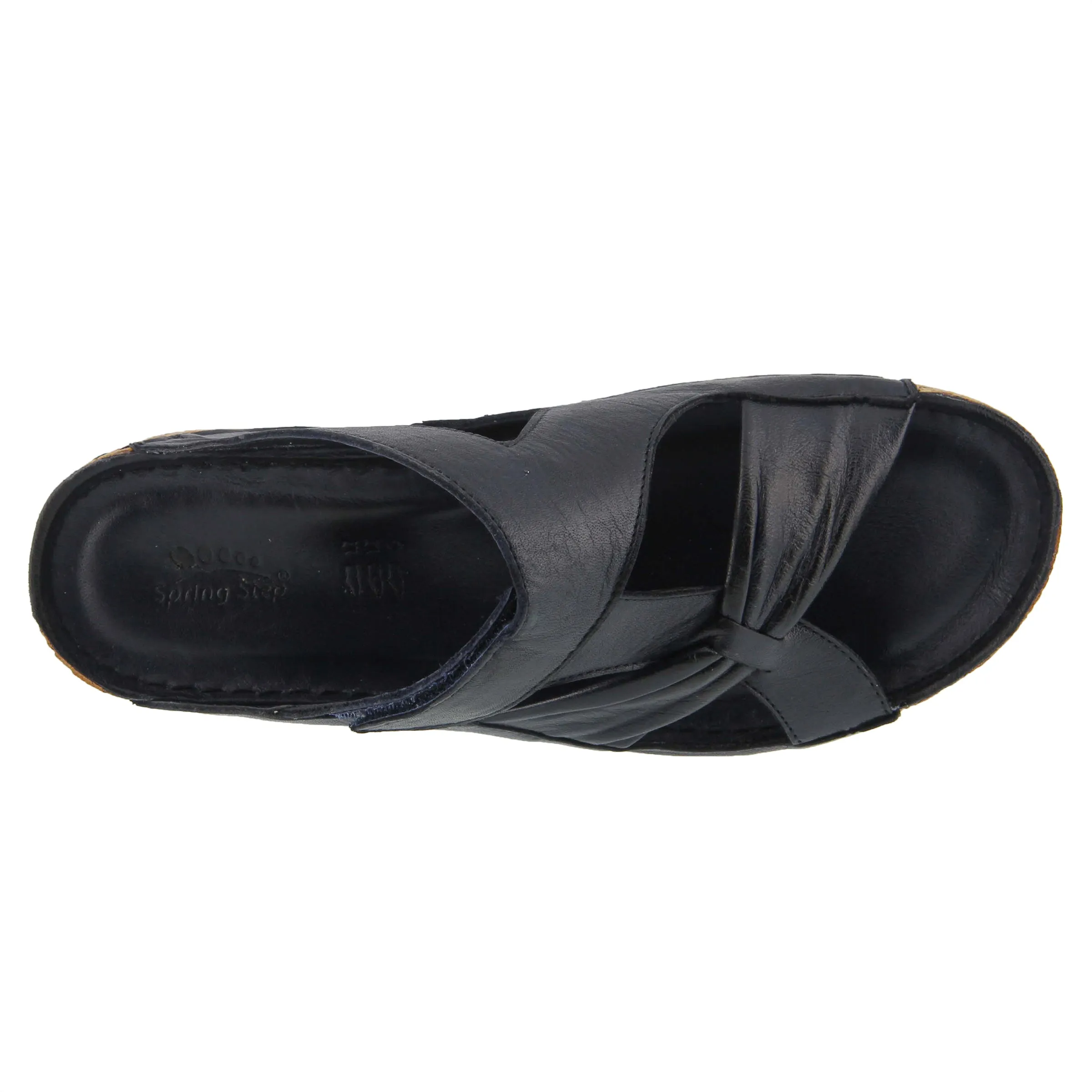 Spring Step Shoes Gretta Slide Sandal Women's Leather Cork Wedge