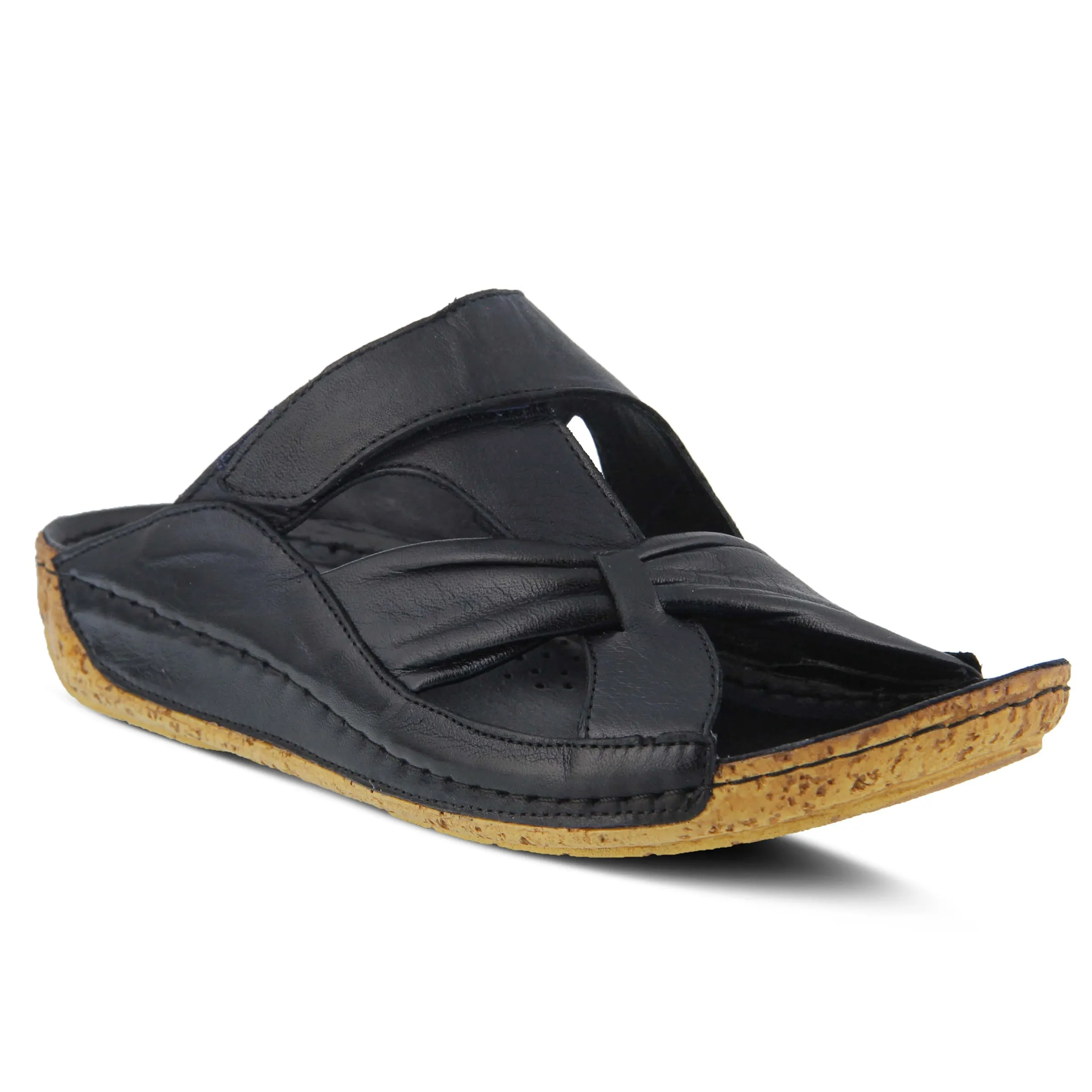 Spring Step Shoes Gretta Slide Sandal Women's Leather Cork Wedge
