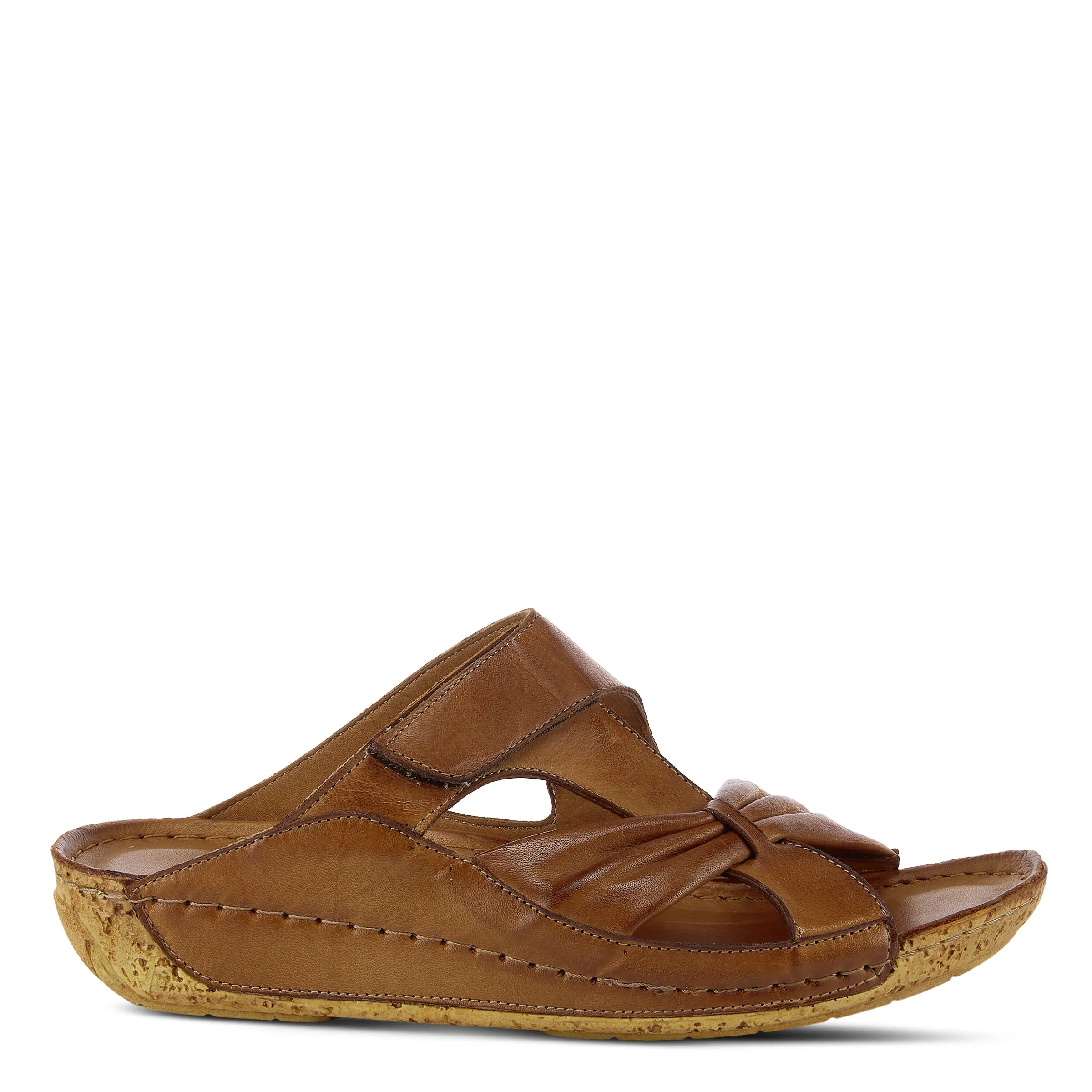 Spring Step Shoes Gretta Slide Sandal Women's Leather Cork Wedge