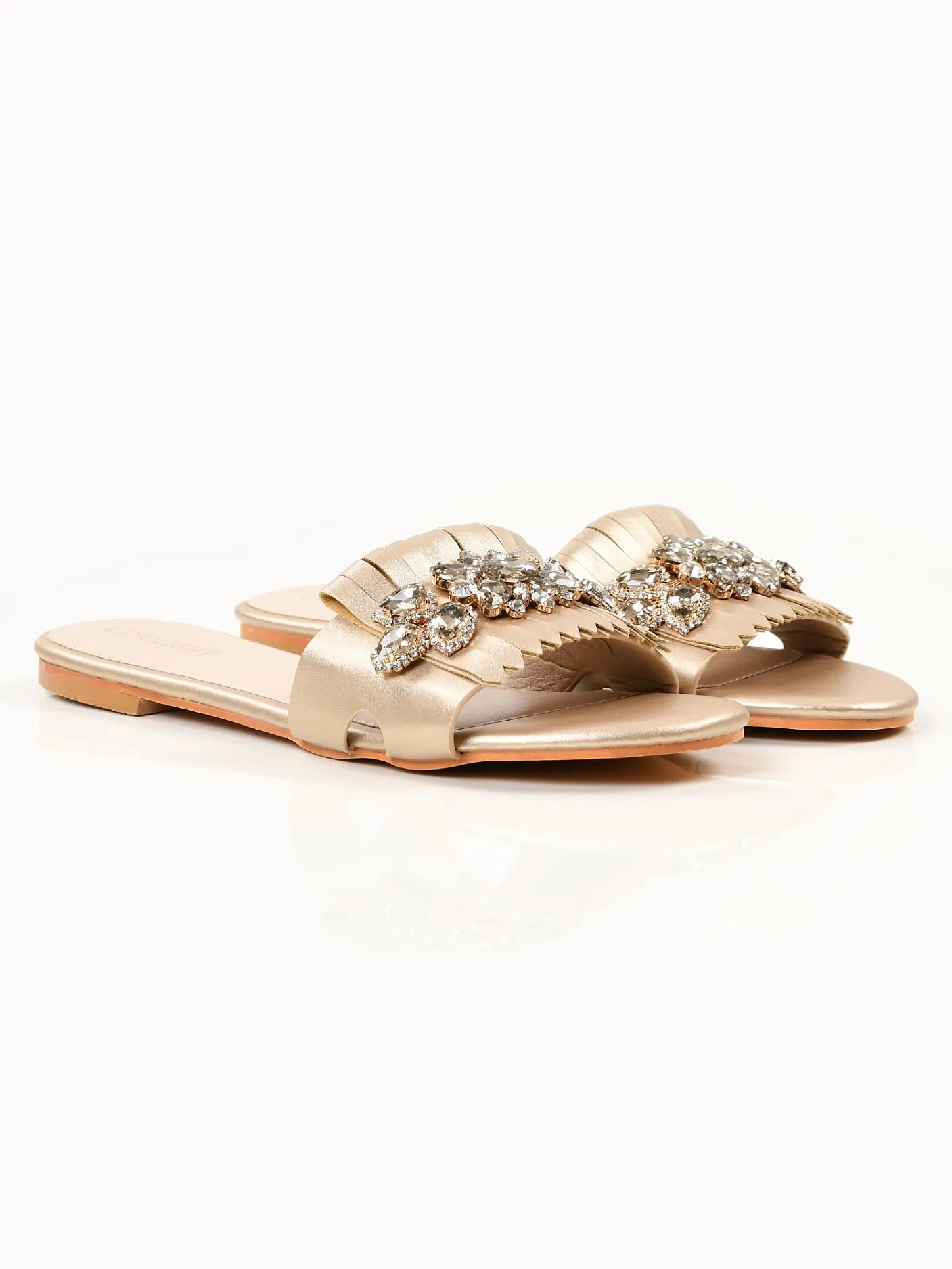 Stone Fringe Slides - Gold