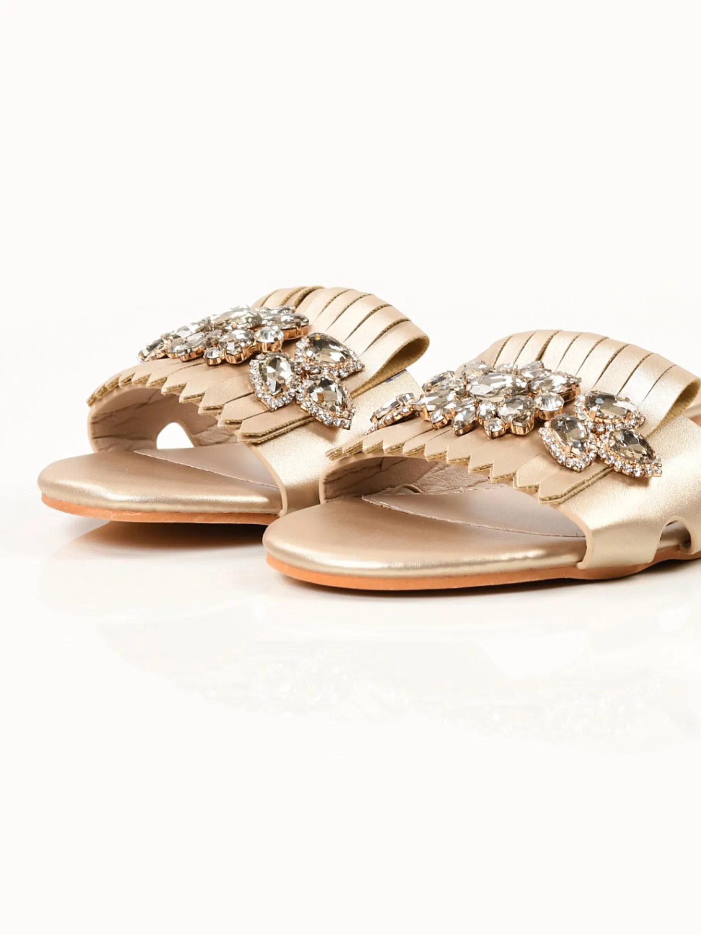 Stone Fringe Slides - Gold