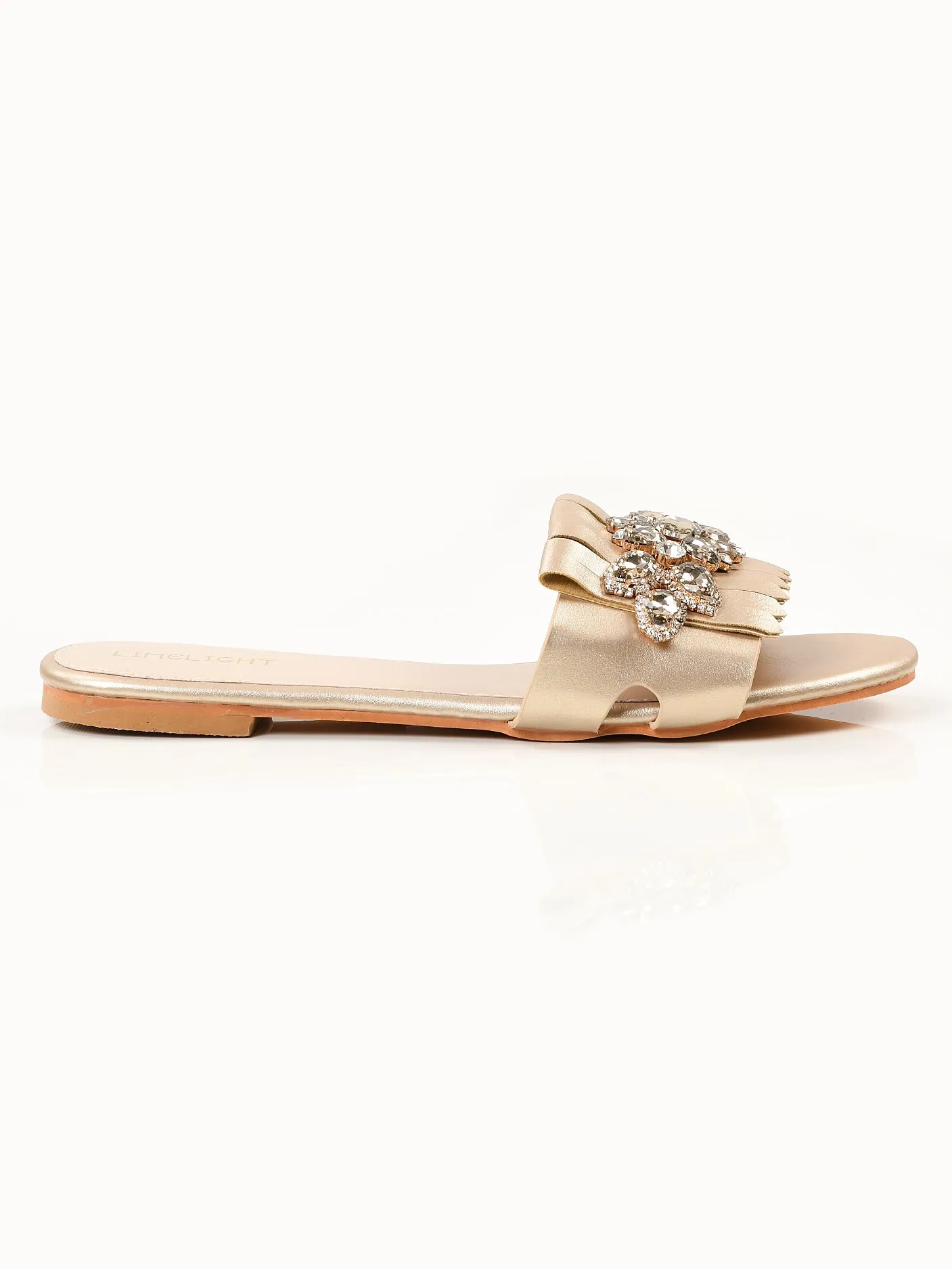 Stone Fringe Slides - Gold