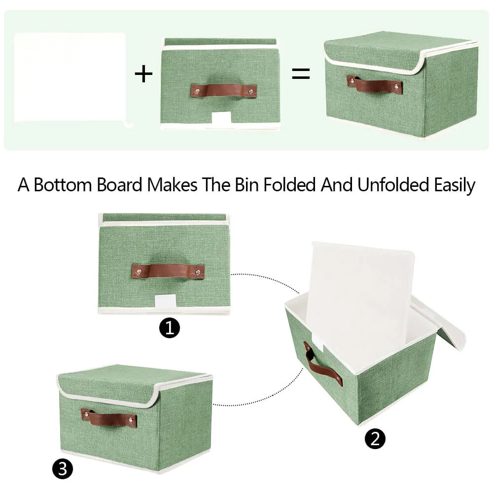 Storage Box With Lid Linen Basket Organizer Container