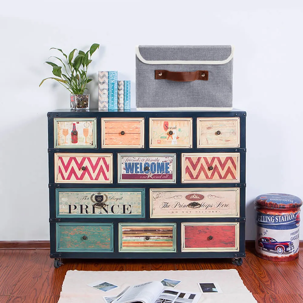 Storage Box With Lid Linen Basket Organizer Container