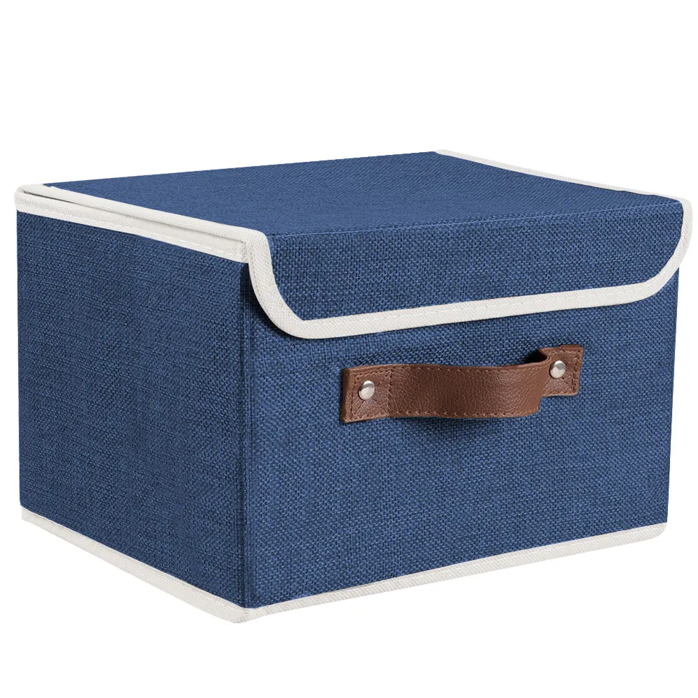 Storage Box With Lid Linen Basket Organizer Container