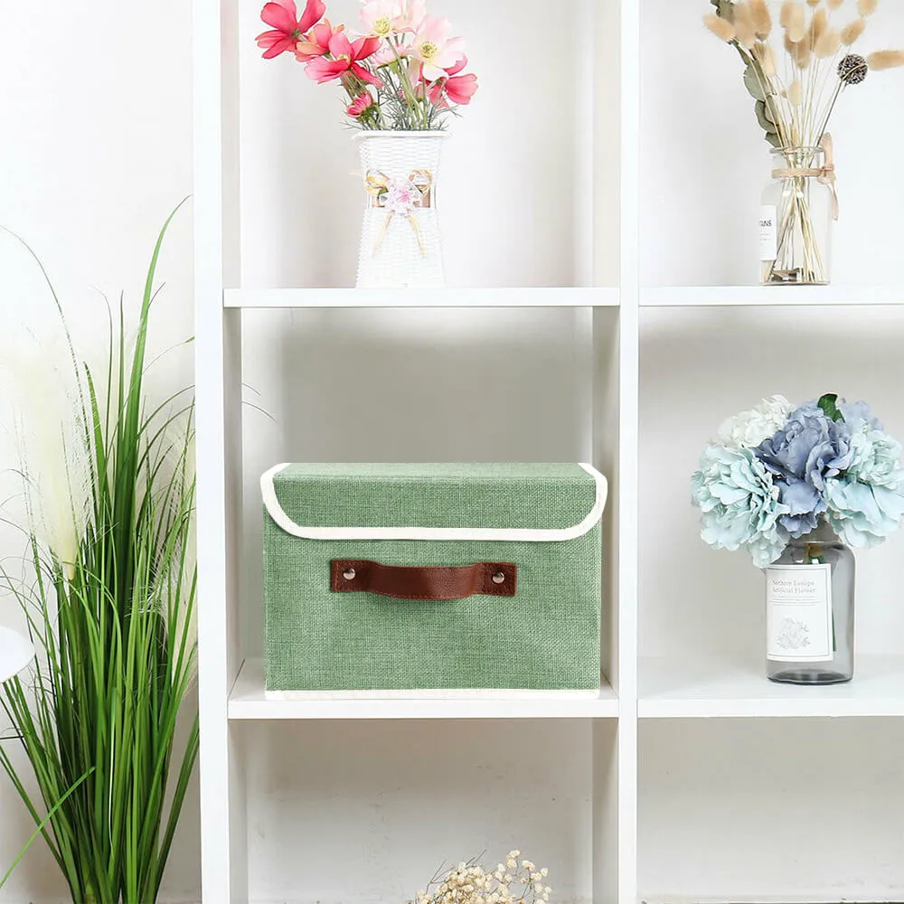 Storage Box With Lid Linen Basket Organizer Container