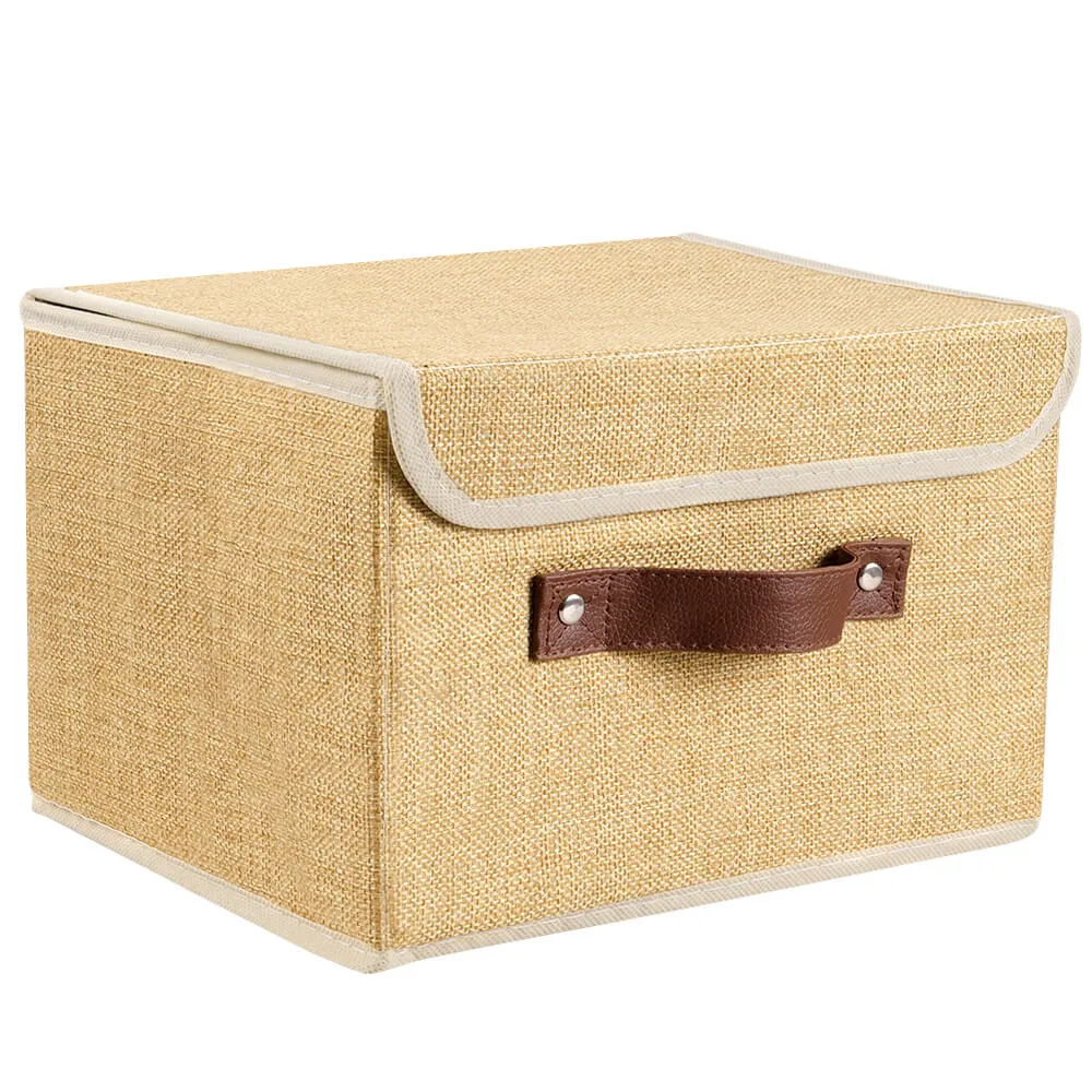 Storage Box With Lid Linen Basket Organizer Container
