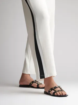 STUDDED SQUARE TOE SLIDES