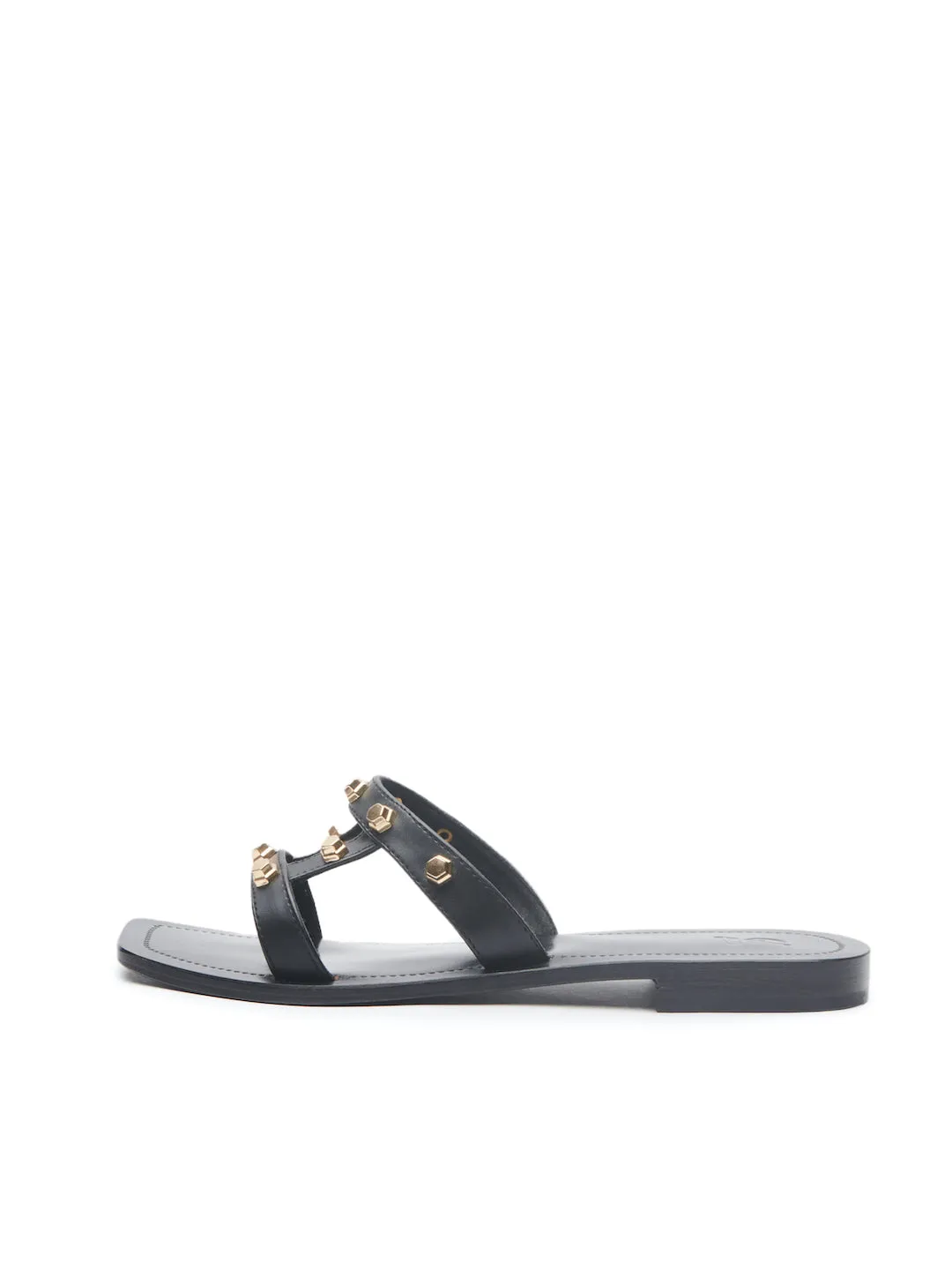 STUDDED SQUARE TOE SLIDES