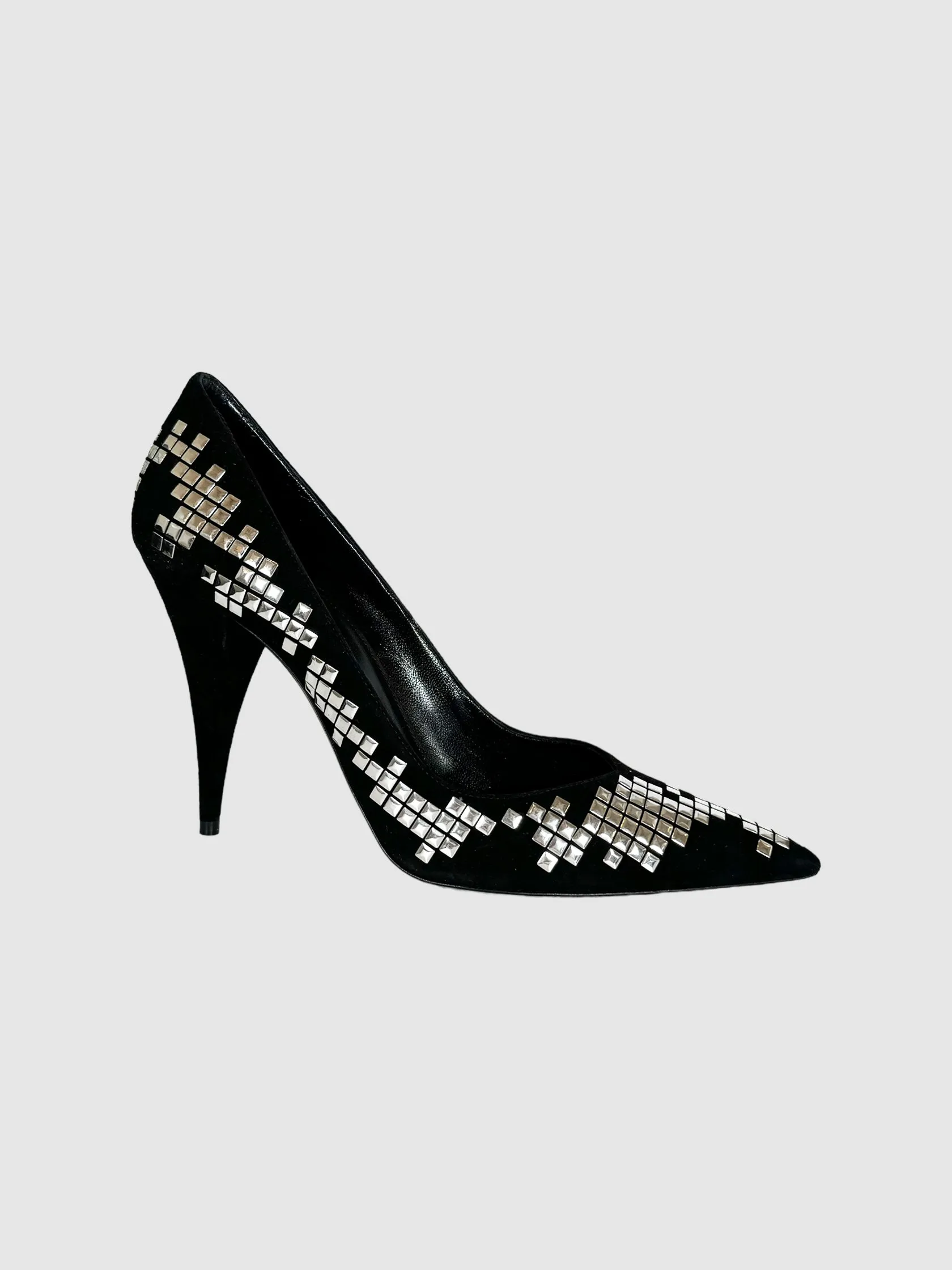Suede Studded Pumps - Size 40