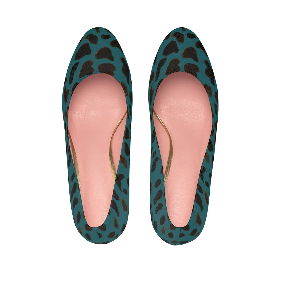 Teal Blue Designer Cow Print Animal Print Luxury Women's Platform Heels