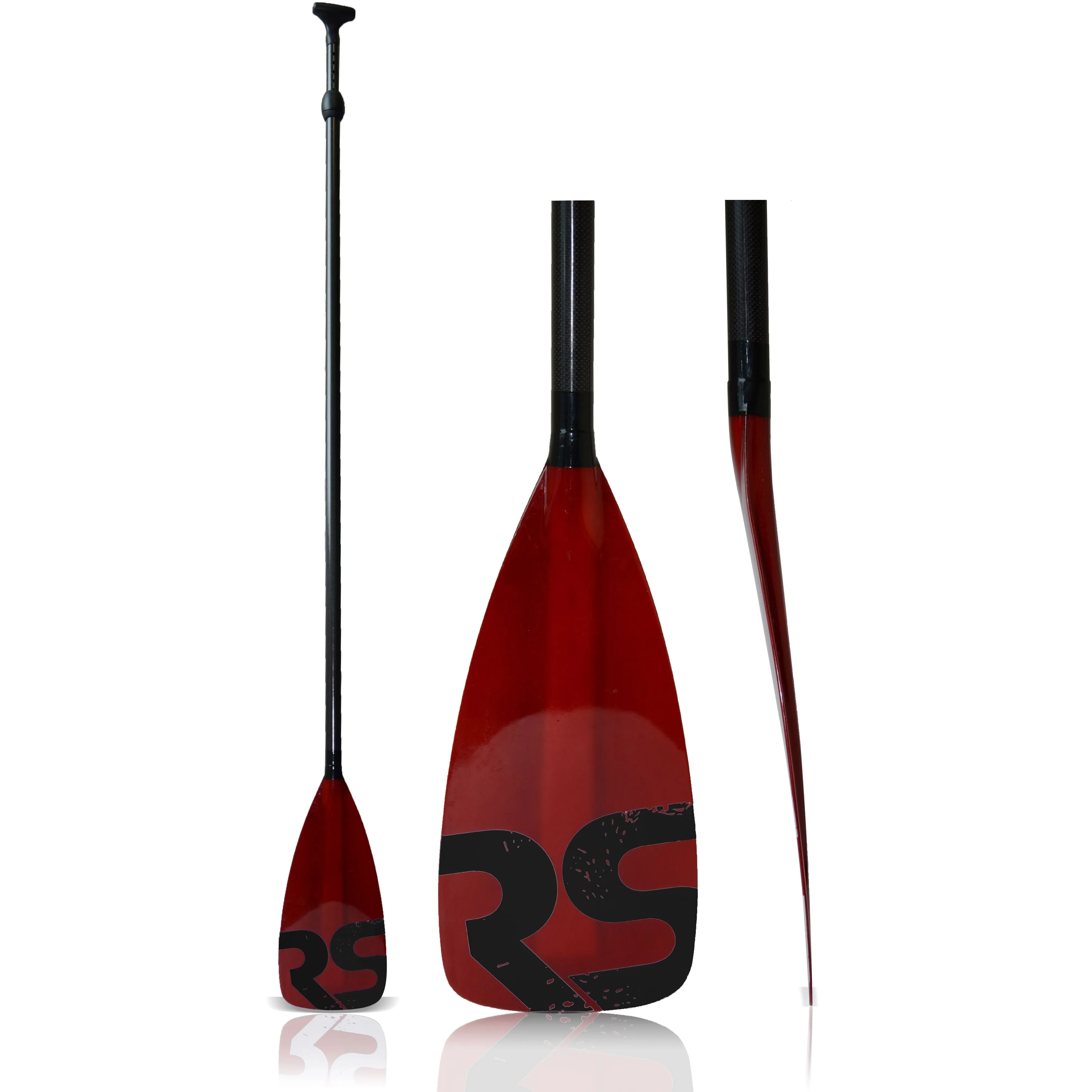 Tempo Carbon Shaft   Fiberglass Blade SUP Paddle - Red