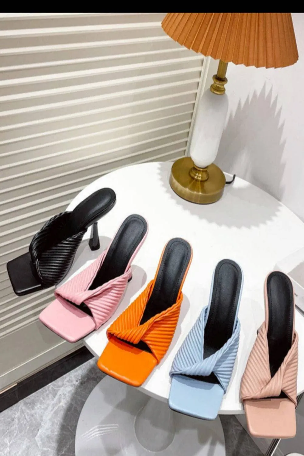 Textured Twist Strap Pink Sandals
