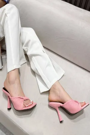 Textured Twist Strap Pink Sandals