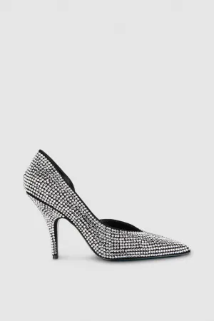 Veloursleder-Pumps mit Strass