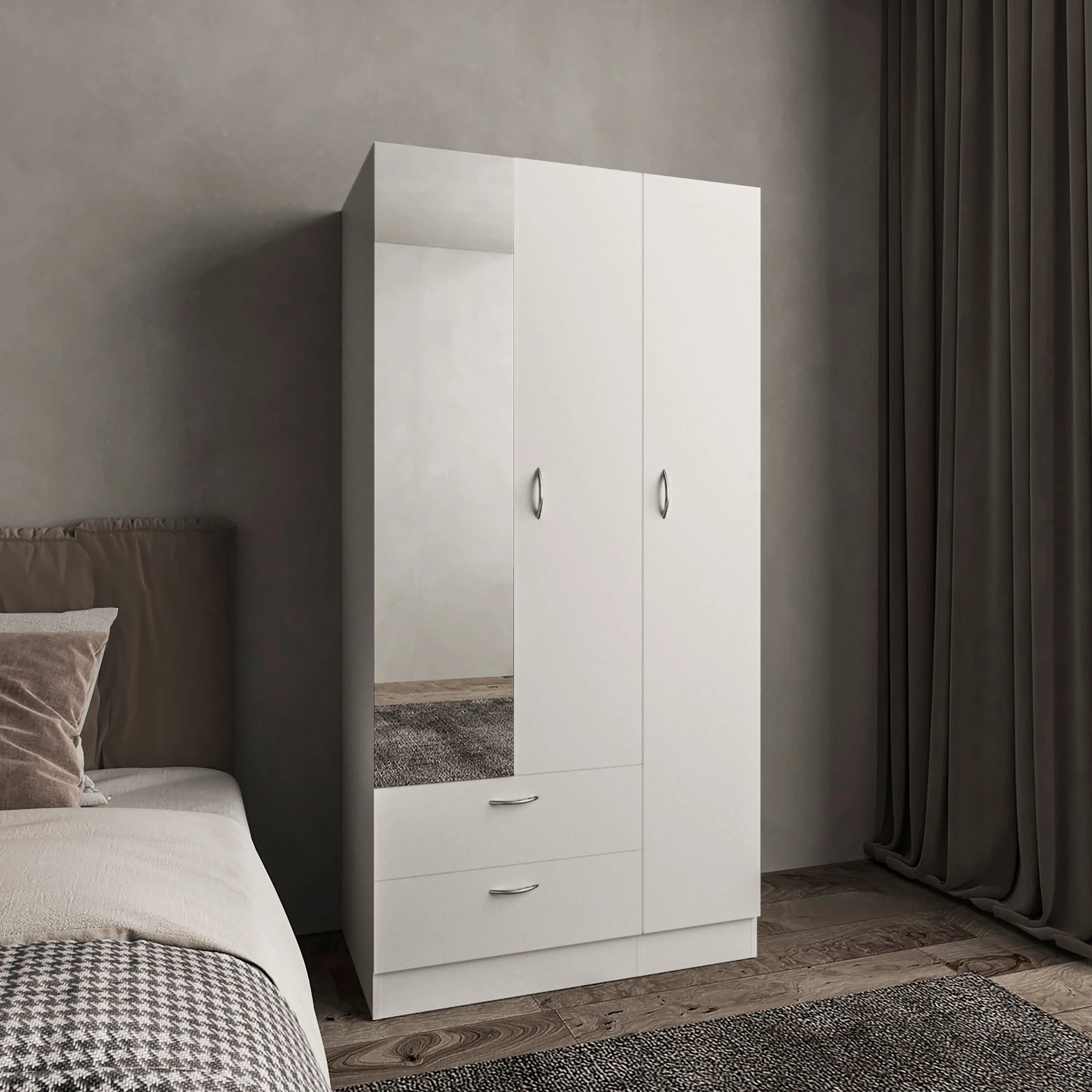 Vico 76" High Armoire Wardrove Closet with 2 Drawers, Double Door Cabinet , One Shelf and Hanging Rod, Bedroom Clothes Storage Cabinet Organizer