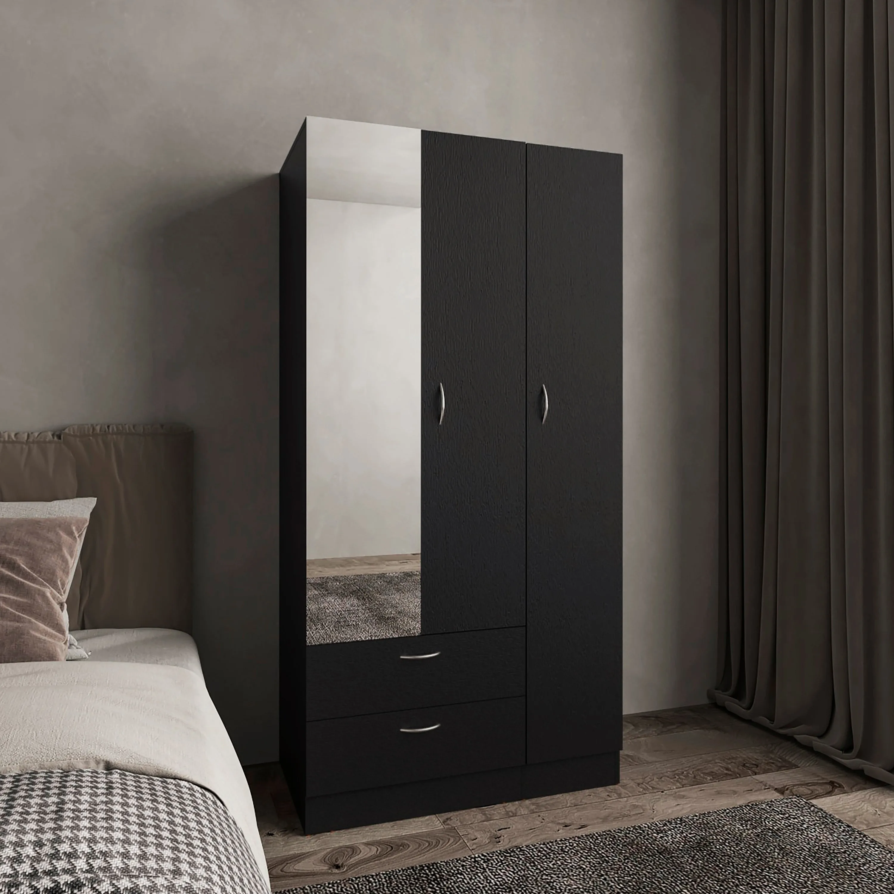 Vico 76" High Armoire Wardrove Closet with 2 Drawers, Double Door Cabinet , One Shelf and Hanging Rod, Bedroom Clothes Storage Cabinet Organizer