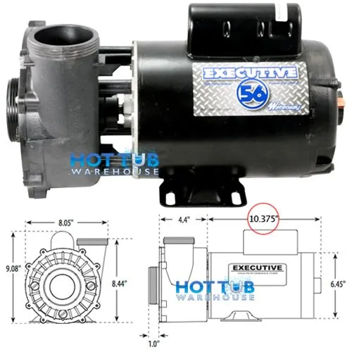 Waterway Executive 5 Horsepower 2 Spd 56 Frame Pump 3722021-1D - 2" Intake