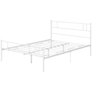 White Metal Double Bed Frame with Storage Space