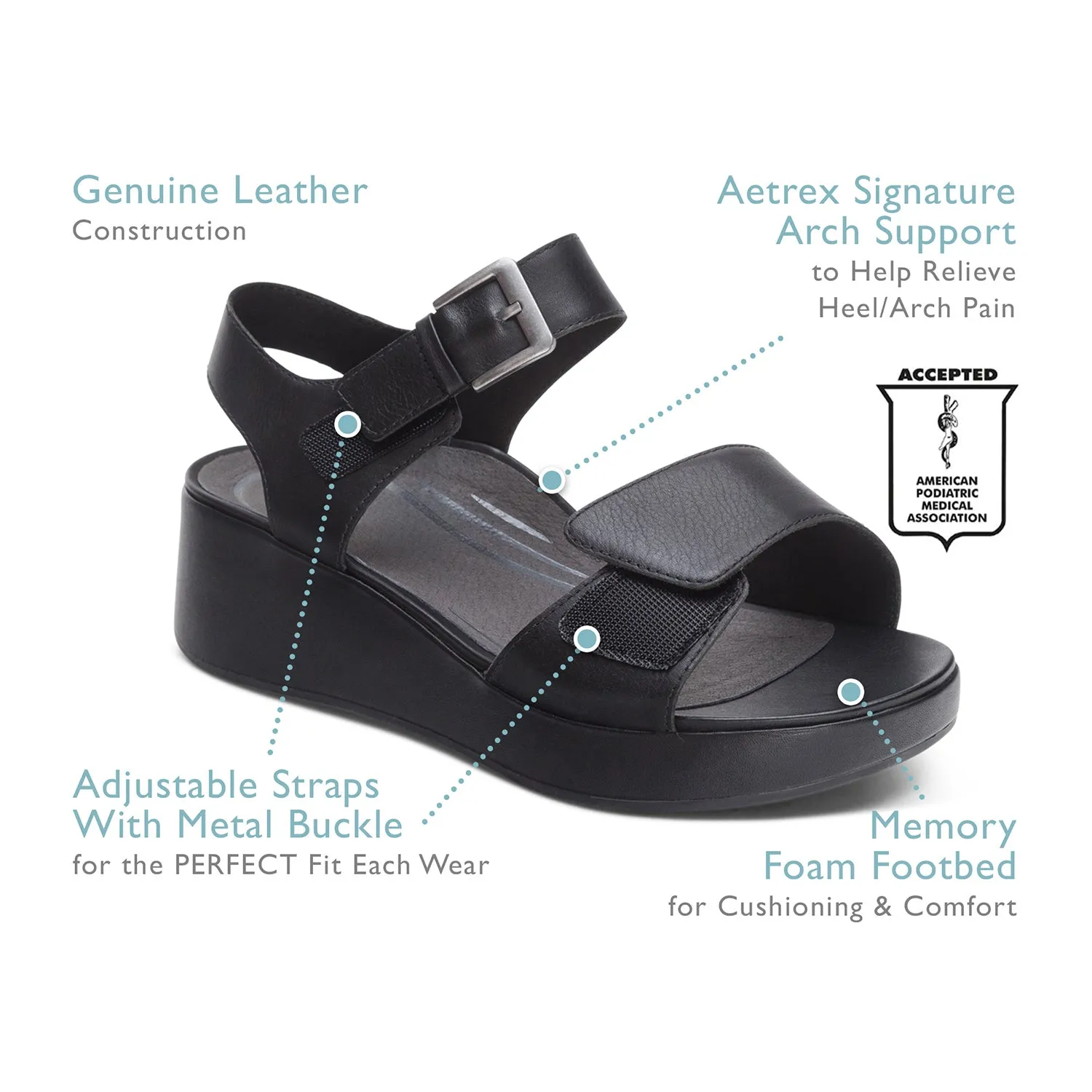 Women's Aetrex Ariel Black Leather