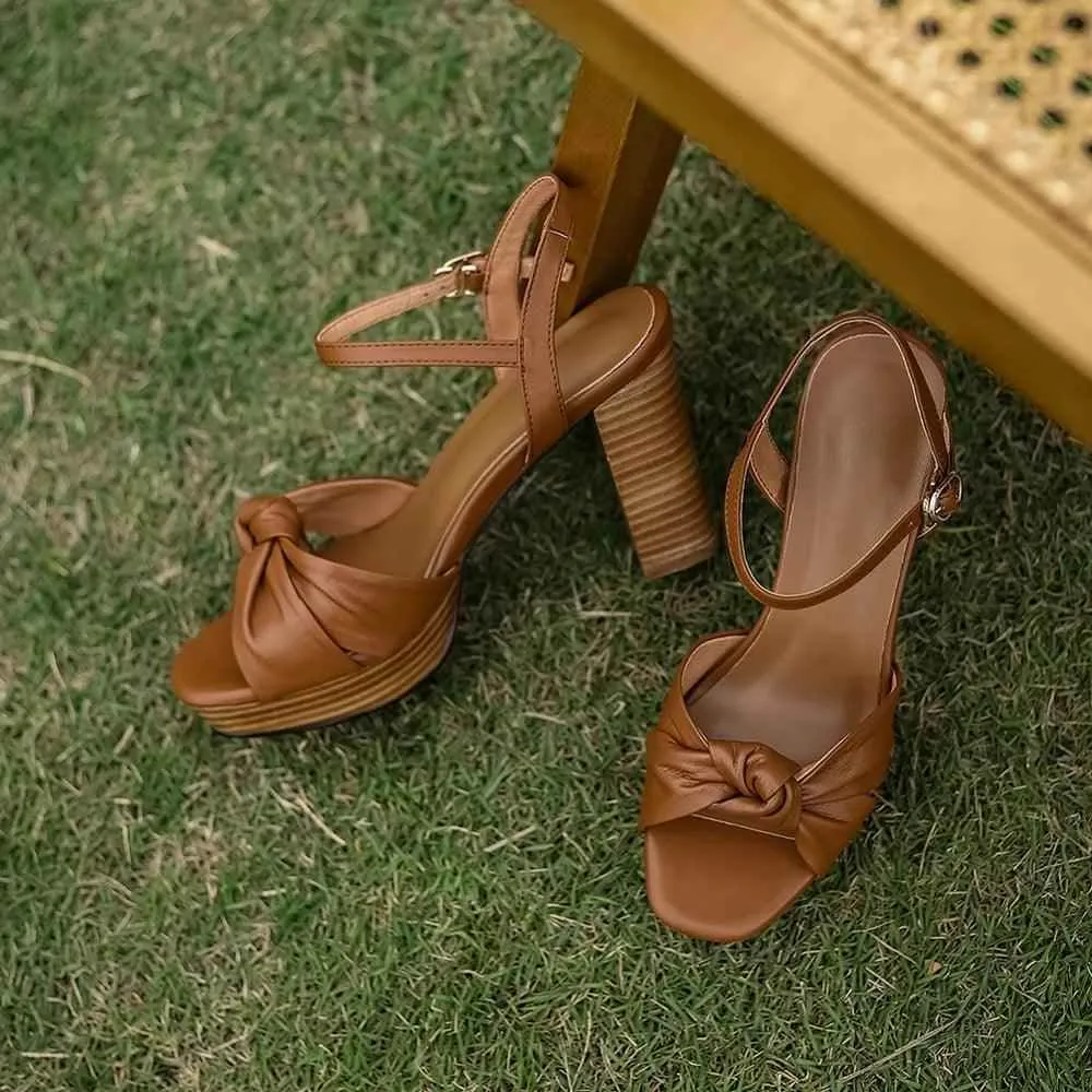 Women's Casual Shoes - Genuine Leather High Heels Sandals ZOS1251