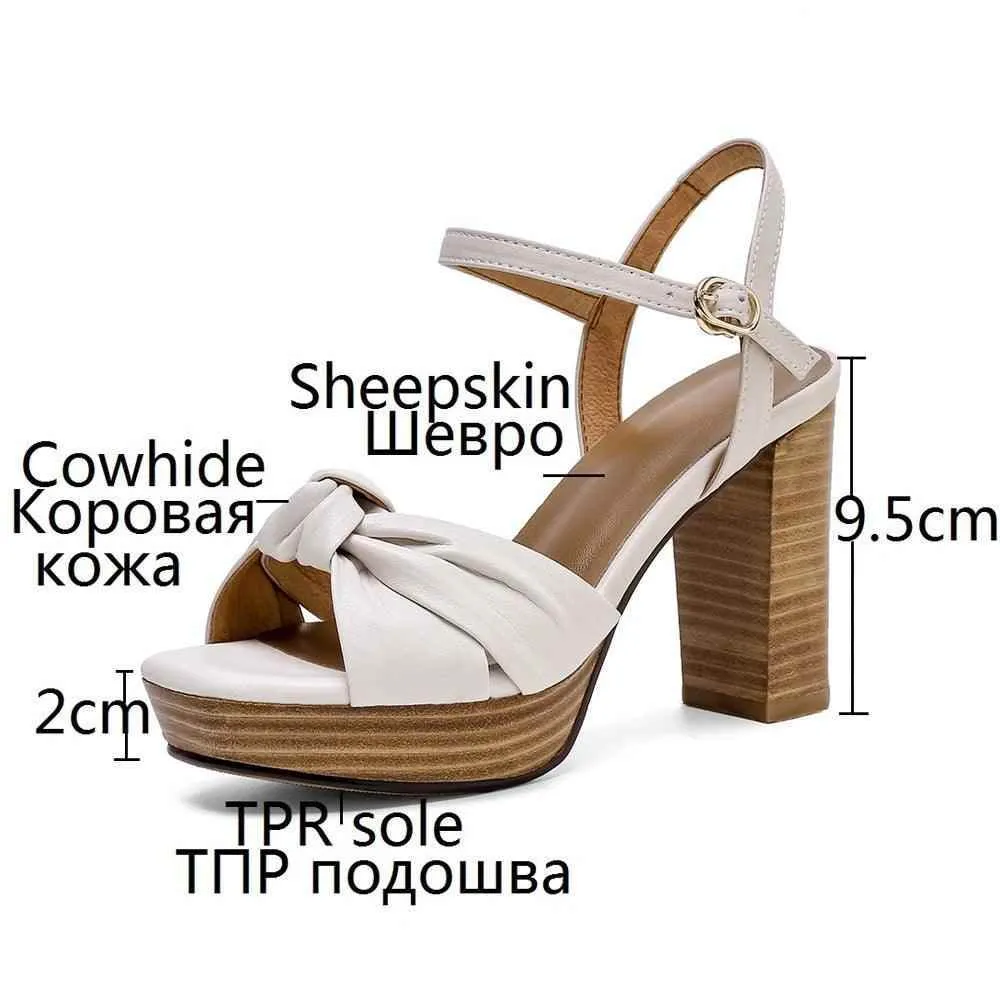 Women's Casual Shoes - Genuine Leather High Heels Sandals ZOS1251
