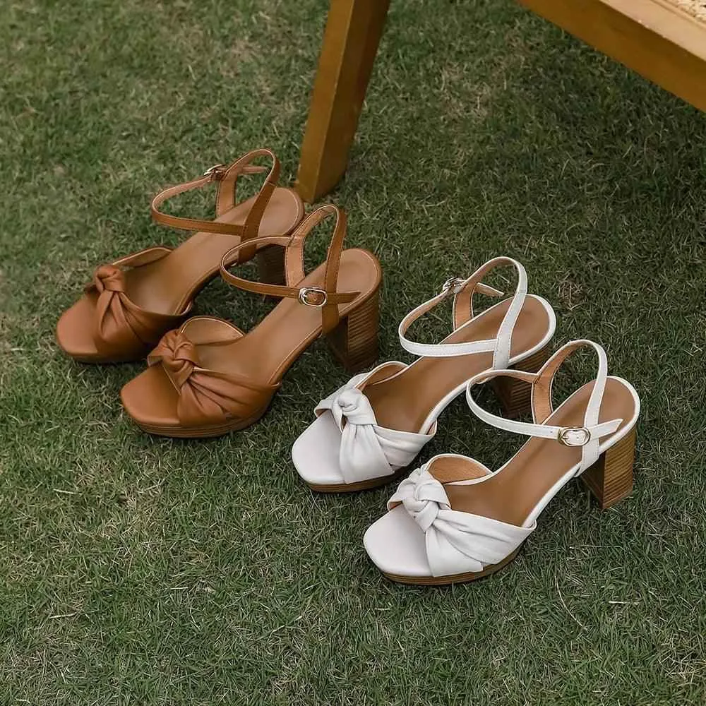 Women's Casual Shoes - Genuine Leather High Heels Sandals ZOS1251