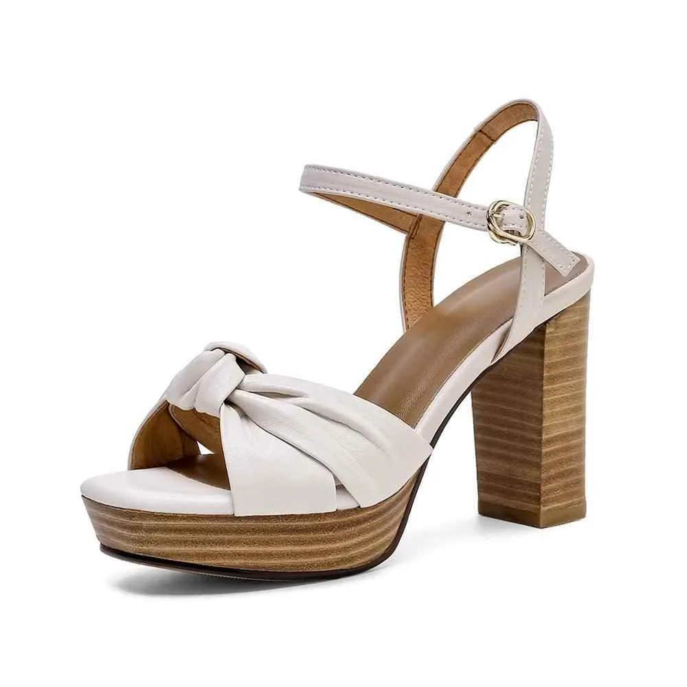 Women's Casual Shoes - Genuine Leather High Heels Sandals ZOS1251