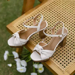 Women's Casual Shoes - Genuine Leather High Heels Sandals ZOS1251
