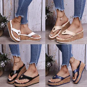 Women's Fashion Round Toe Platform Flip Flops 07149529C