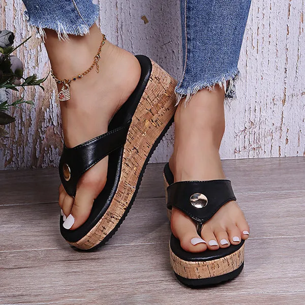 Women's Fashion Round Toe Platform Flip Flops 07149529C