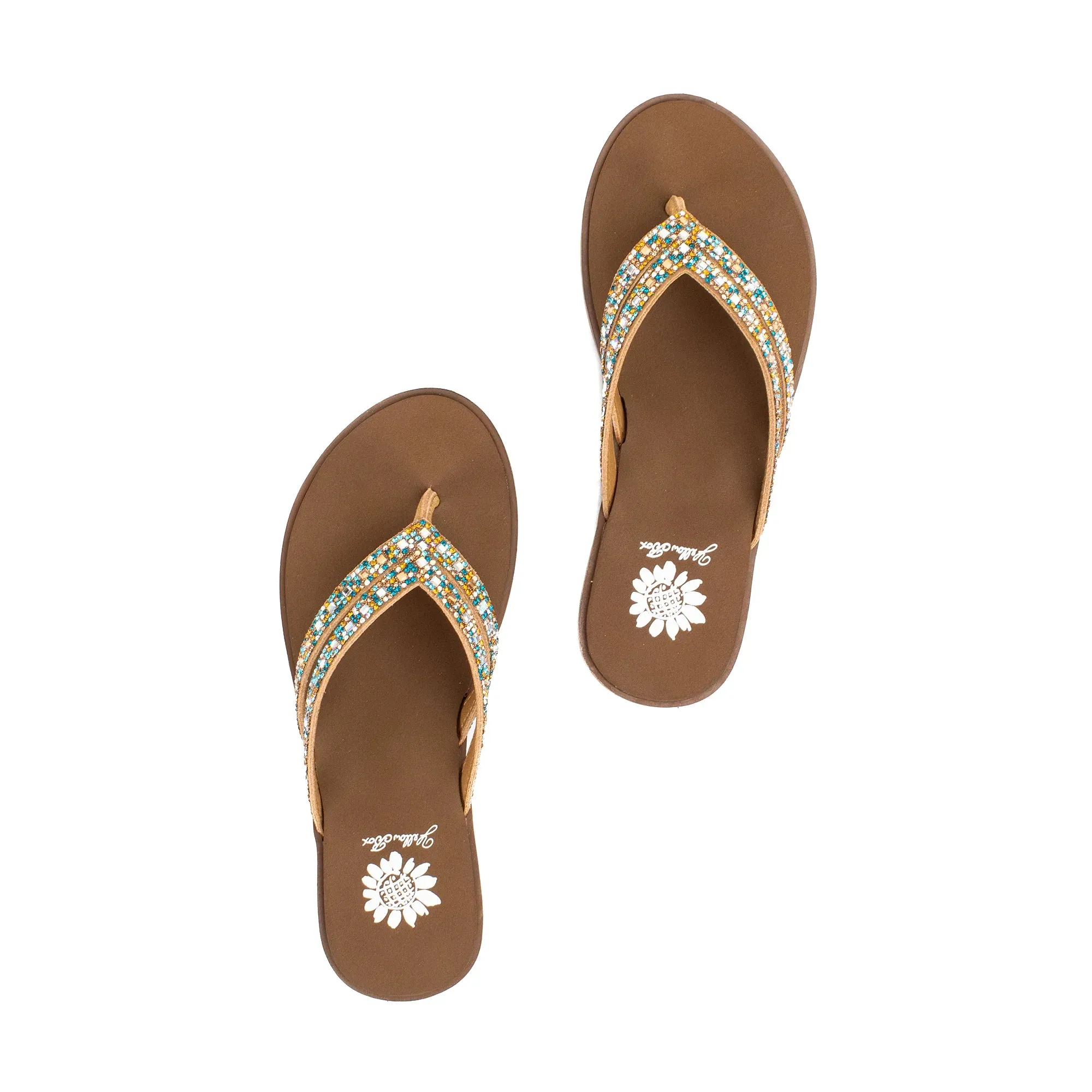 Yellow Box | Dual Strap Flip Flop Sandal | Dalia - Turquoise
