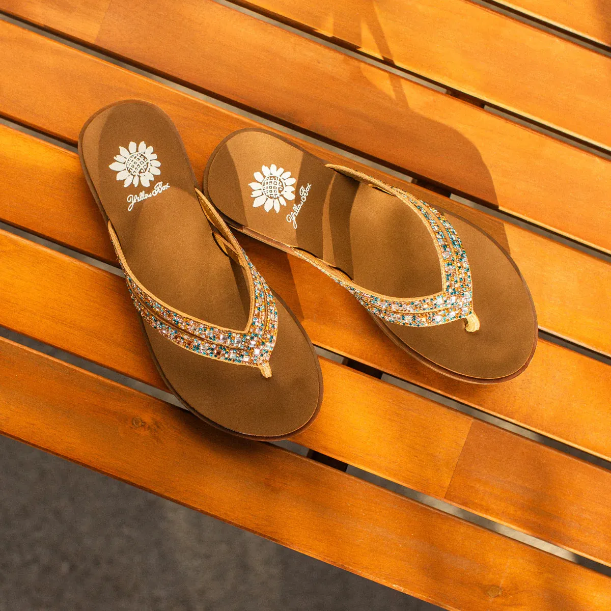 Yellow Box | Dual Strap Flip Flop Sandal | Dalia - Turquoise