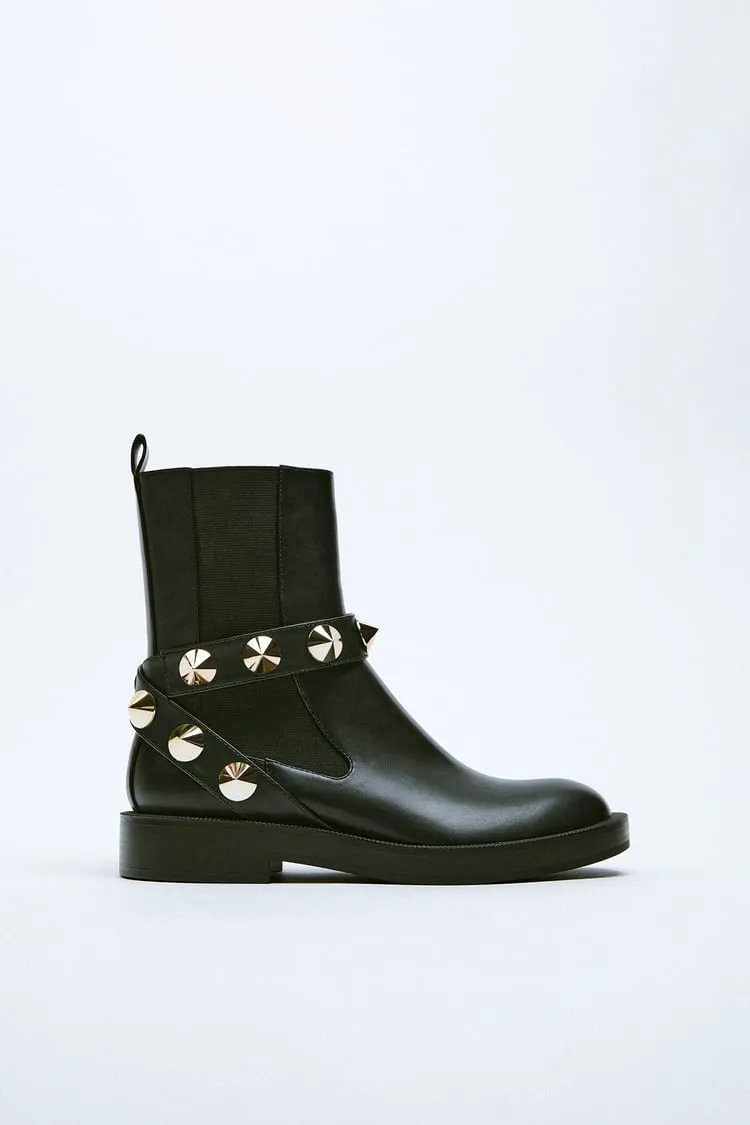 Zara ANKLE BOOTS WITH STUDDED STRAP Size EU 36 NWOT