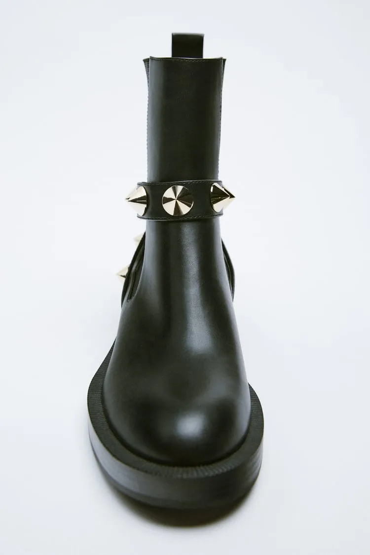 Zara ANKLE BOOTS WITH STUDDED STRAP Size EU 36 NWOT